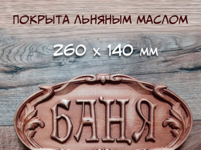 Табличка резная из дерева "Баня"